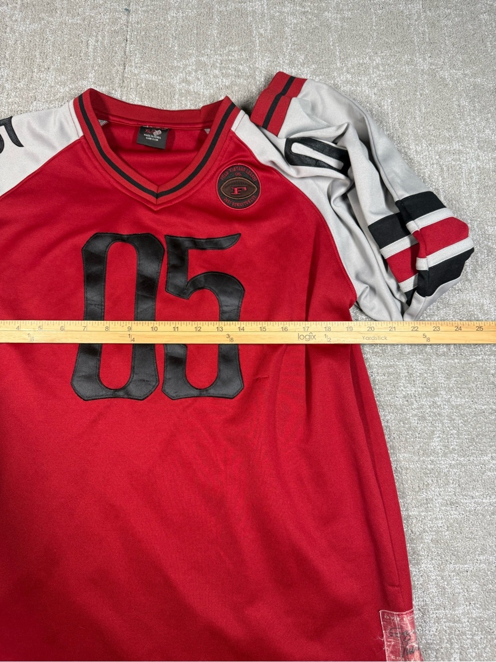 Vintage Y2K FUBU Long Sleeve Red Gray Jersey Made in Korea Size XL - Picture 4 of 7